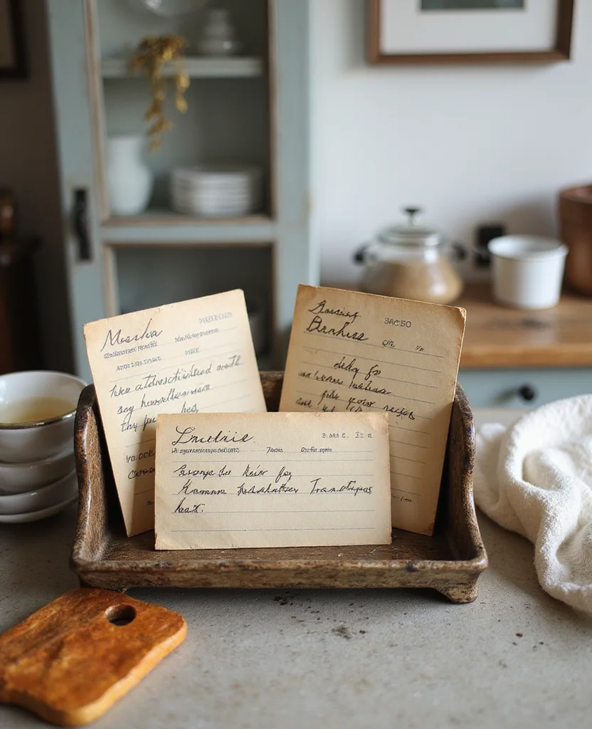 19 Fall Kitchen Decor Ideas That'll Make You Want to Cook All Season Long! - 18. Handwritten Recipe Cards