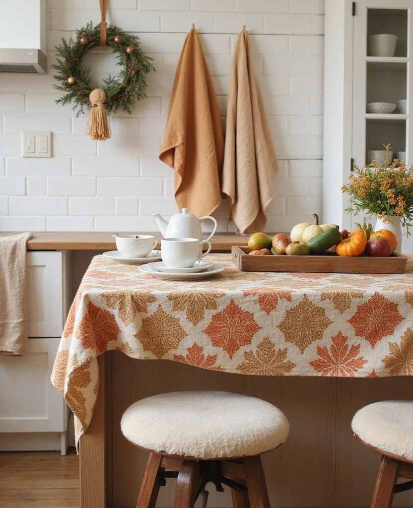 19 Fall Kitchen Decor Ideas That'll Make You Want to Cook All Season Long! - 4. Cozy Textiles