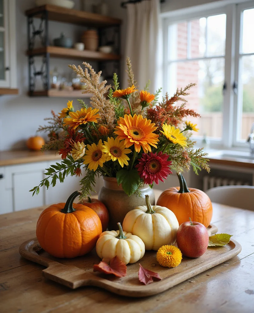19 Fall Kitchen Decor Ideas That'll Make You Want to Cook All Season Long! - 5. Seasonal Centerpieces