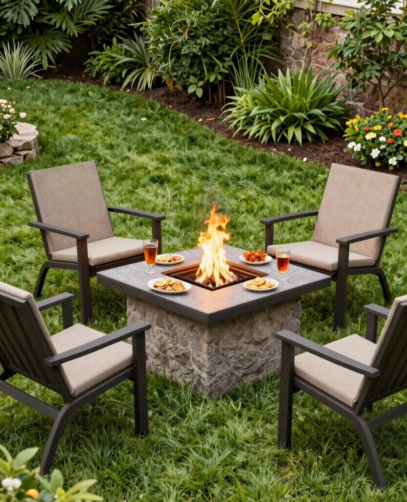 19 Genius Fire Pit Ideas for Sloped Yards That’ll Make You the Envy of the Neighborhood! 99 19 Genius Fire Pit Ideas for Sloped Yards That’ll Make You the Envy of the Neighborhood! - 10. Multi-Purpose Fire Pit Table