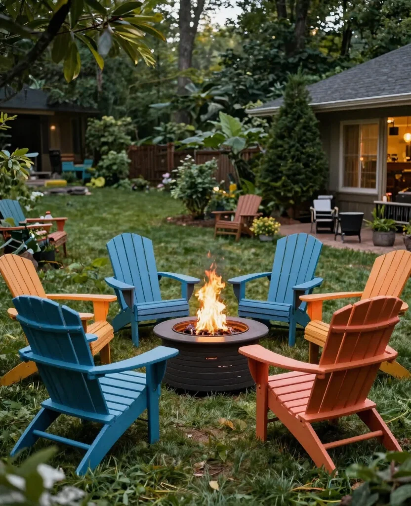 19 Genius Fire Pit Ideas for Sloped Yards That’ll Make You the Envy of the Neighborhood! 178 19 Genius Fire Pit Ideas for Sloped Yards That’ll Make You the Envy of the Neighborhood! - 17. Fire Pit Surrounded by Adirondack Chairs