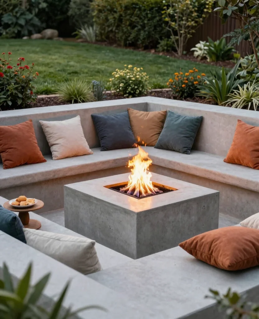 19 Genius Fire Pit Ideas for Sloped Yards That’ll Make You the Envy of the Neighborhood! 24 19 Genius Fire Pit Ideas for Sloped Yards That’ll Make You the Envy of the Neighborhood! - 3. Built-In Fire Pit Bench
