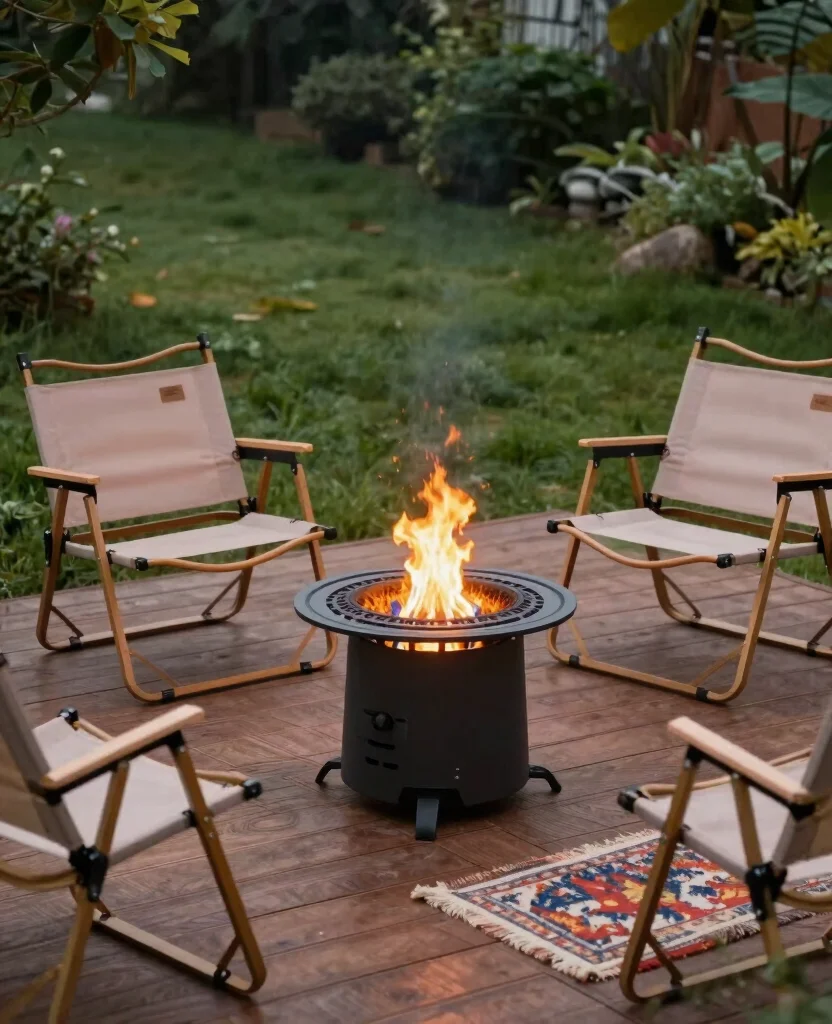 19 Genius Fire Pit Ideas for Sloped Yards That’ll Make You the Envy of the Neighborhood! 46 19 Genius Fire Pit Ideas for Sloped Yards That’ll Make You the Envy of the Neighborhood! - 5. Portable Fire Pit on a Deck