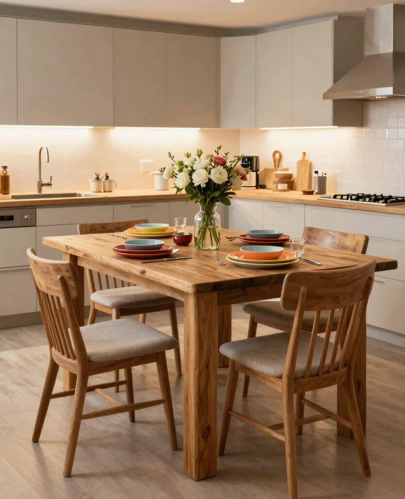 19 Kitchen Island Designs for Small Spaces That Will Maximize Every Inch! - 10. Integrated Dining Table-Style Islands 1