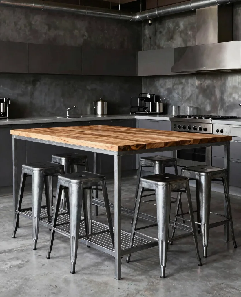 19 Kitchen Island Designs for Small Spaces That Will Maximize Every Inch! - 15. Industrial Style Islands 1