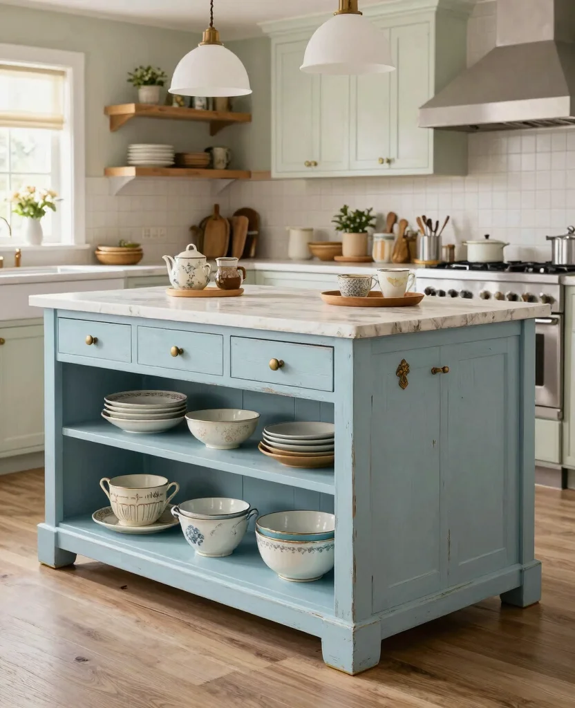 19 Kitchen Island Designs for Small Spaces That Will Maximize Every Inch! - 17. Vintage-Inspired Islands 1