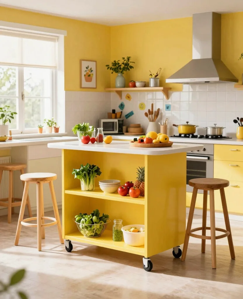 19 Kitchen Island Designs for Small Spaces That Will Maximize Every Inch! - 2. Rolling Kitchen Islands 1