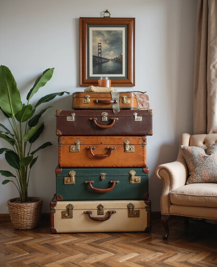 19 Living Room Storage Ideas That'll Declutter Your Space and Blow Your Mind! 125 19 Living Room Storage Ideas That'll Declutter Your Space and Blow Your Mind! - 12. Vintage Suitcases