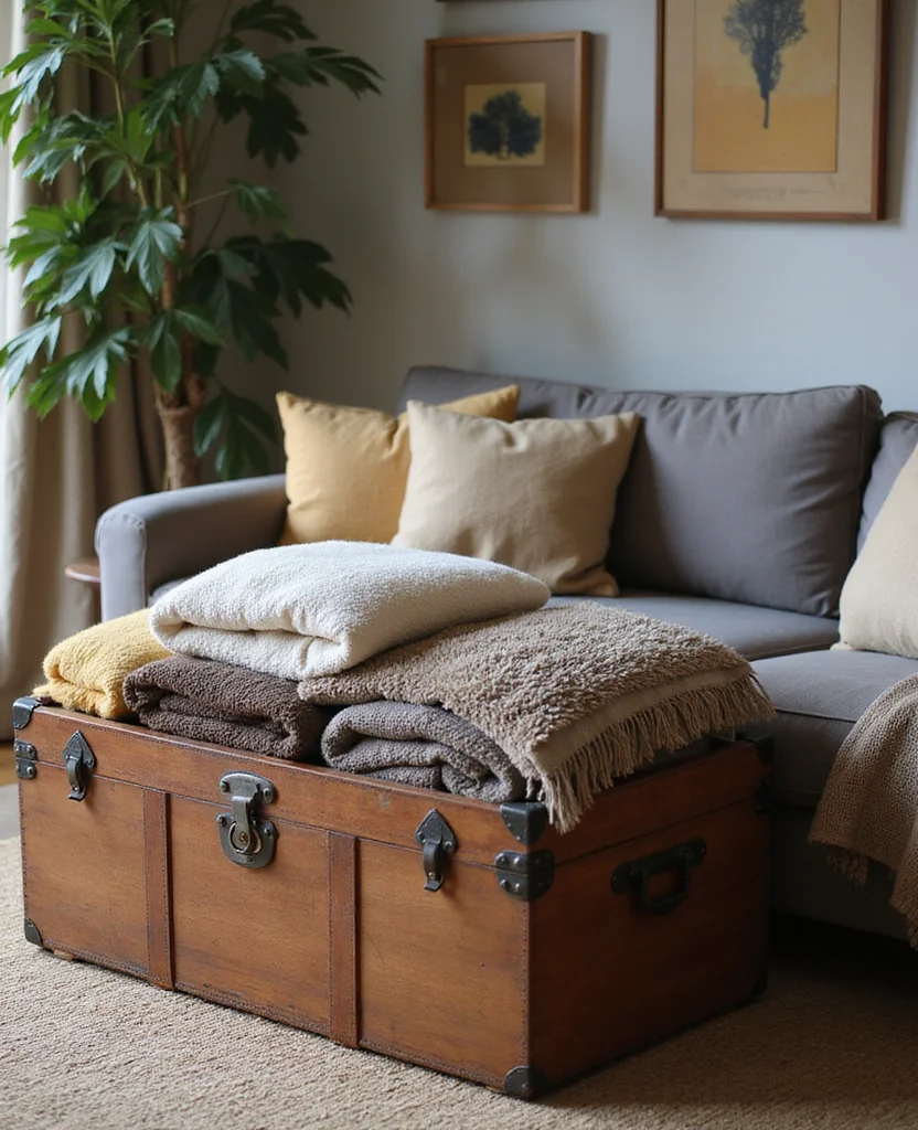 19 Living Room Storage Ideas That'll Declutter Your Space and Blow Your Mind! 68 19 Living Room Storage Ideas That'll Declutter Your Space and Blow Your Mind! - 7. Decorative Trunks