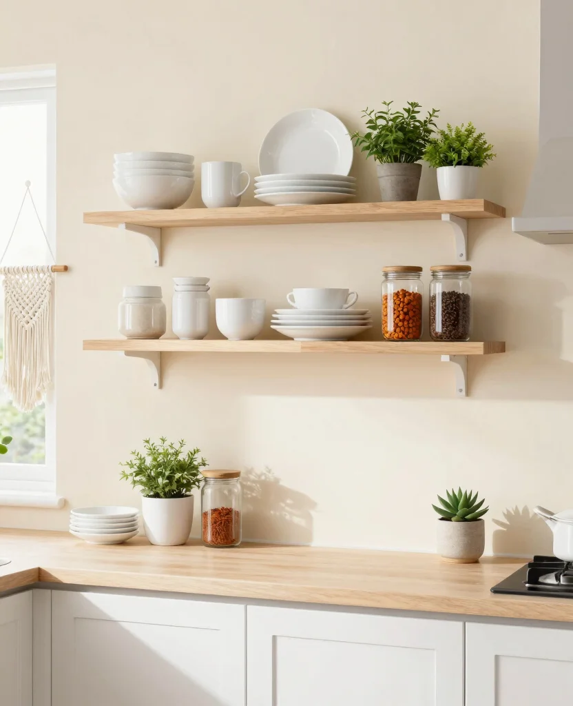 19 Modern Minimalist Kitchen Design Ideas That'll Transform Your Cooking Space! - 2. Open Shelving for Display 1