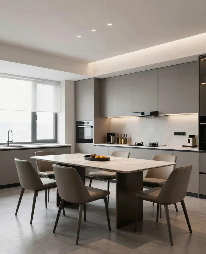19 Modern Minimalist Kitchen Design Ideas That'll Transform Your Cooking Space! - 9. Seamless Integration of Dining Area 1