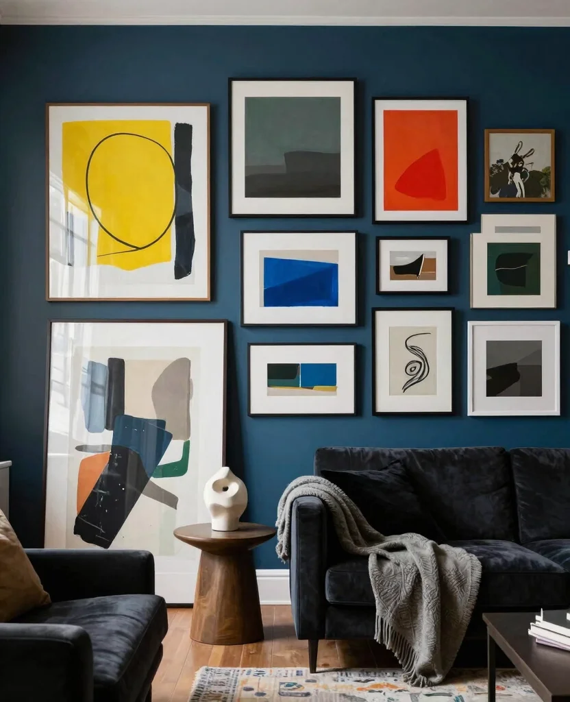 19 Gorgeous Moody Living Room Ideas That'll Make You Want to Curl Up with a Book! 35 19 Moody Living Room Ideas That'll Make You Want to Curl Up with a Book! - 4. Incorporate Artistic Elements 1