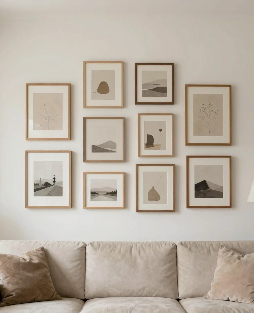 19 Neutral Living Room Ideas That'll Make Your Space Feel Like a Cozy Retreat! - 10. Wall Art That Speaks