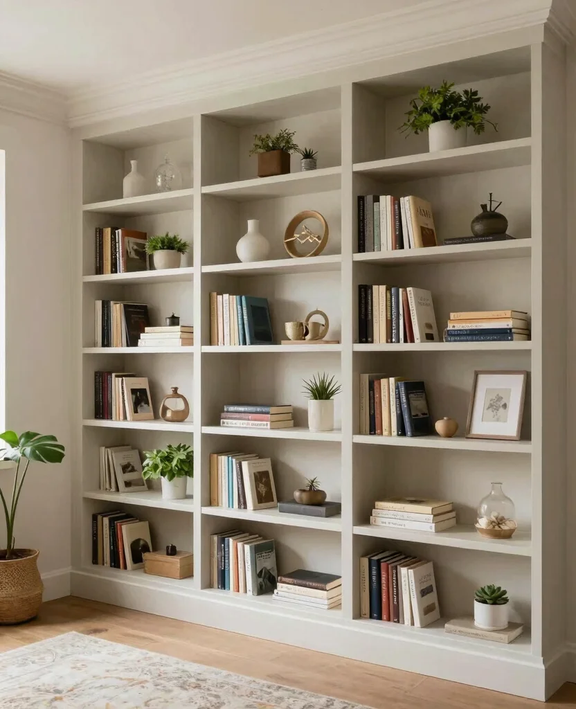 19 Neutral Living Room Ideas That'll Make Your Space Feel Like a Cozy Retreat! - 13. Built-In Shelves