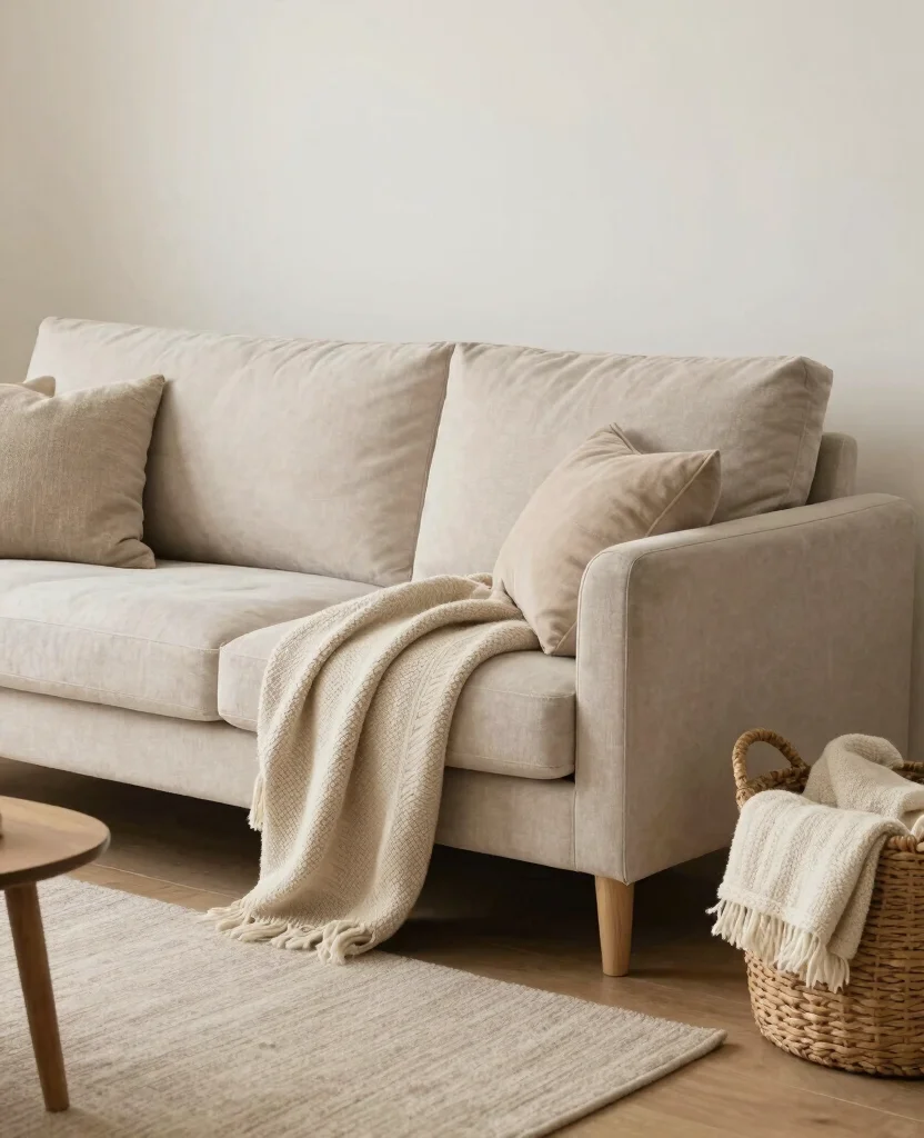 19 Neutral Living Room Ideas That'll Make Your Space Feel Like a Cozy Retreat! - 16. Comfy Throws and Blankets