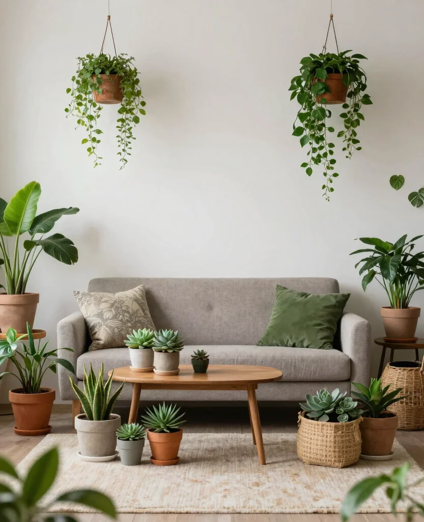 19 Neutral Living Room Ideas That'll Make Your Space Feel Like a Cozy Retreat! - 19. Indoor Plants