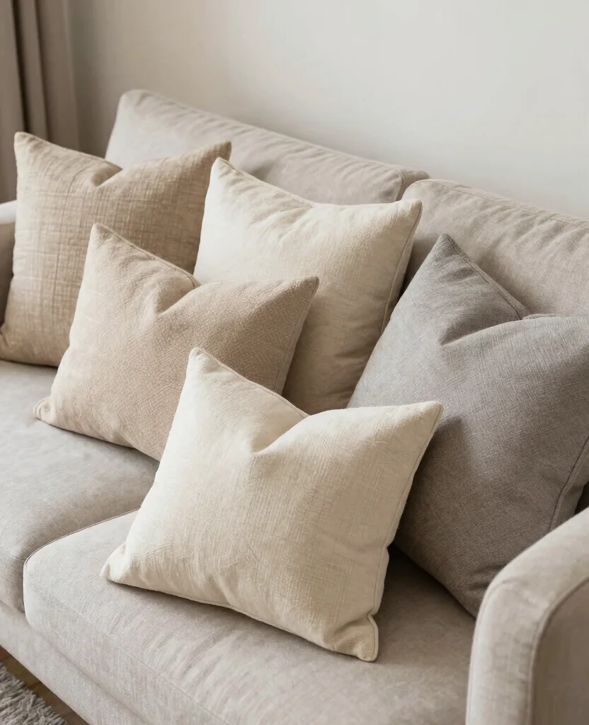 19 Neutral Living Room Ideas That'll Make Your Space Feel Like a Cozy Retreat! - 6. Textured Throw Pillows