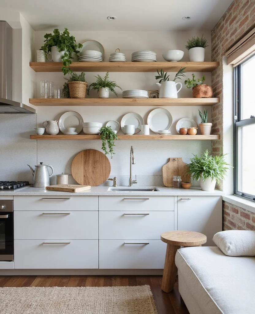 19 Open Kitchen Living Room Ideas That'll Make You Say 'Wow!' (You Won't Believe #14!) - 12. Open Shelving for Style and Function