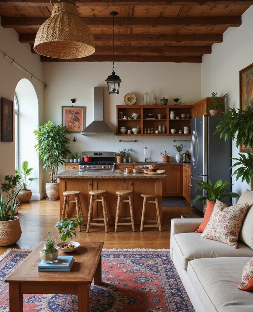 19 Open Kitchen Living Room Ideas That'll Make You Say 'Wow!' (You Won't Believe #14!) - 18. Combining Cultures in Decor