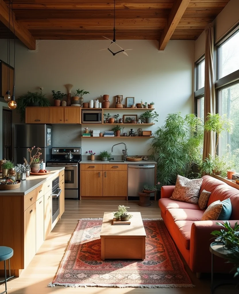 19 Open Kitchen Living Room Ideas That'll Make You Say 'Wow!' (You Won't Believe #14!) - 6. Bohemian Bliss