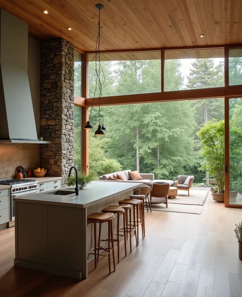 19 Open Kitchen Living Room Ideas That'll Make You Say 'Wow!' (You Won't Believe #14!) - 9. Nature-Inspired Designs