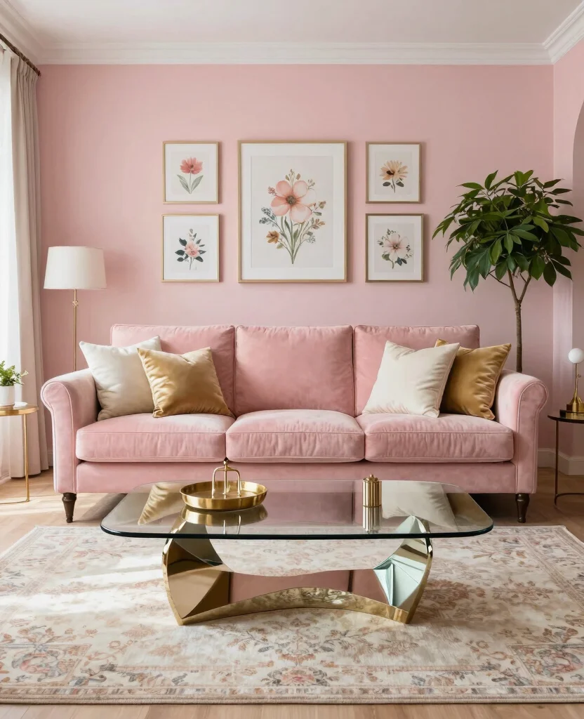 19 Pink Living Room Ideas That’ll Make You Want to Redecorate Immediately! - 1. Blush Pink Elegance 1