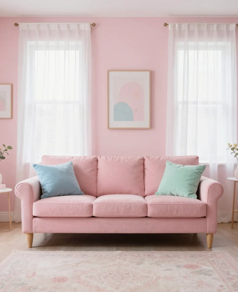 19 Pink Living Room Ideas That’ll Make You Want to Redecorate Immediately! - 10. Subtle Pastel Combinations 1