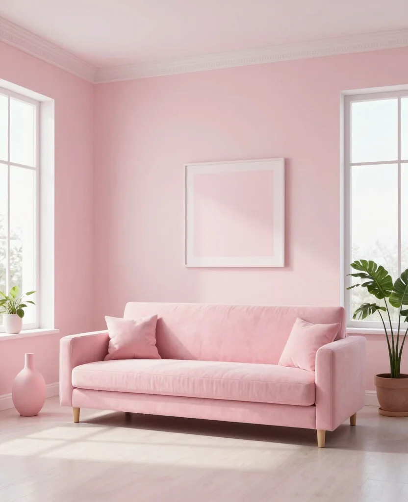19 Pink Living Room Ideas That’ll Make You Want to Redecorate Immediately! - 14. Minimalist Pink Design 1