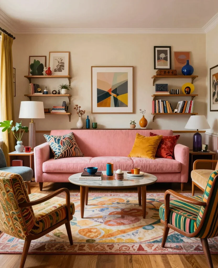 19 Pink Living Room Ideas That’ll Make You Want to Redecorate Immediately! - 15. Eclectic Pink Styles 1