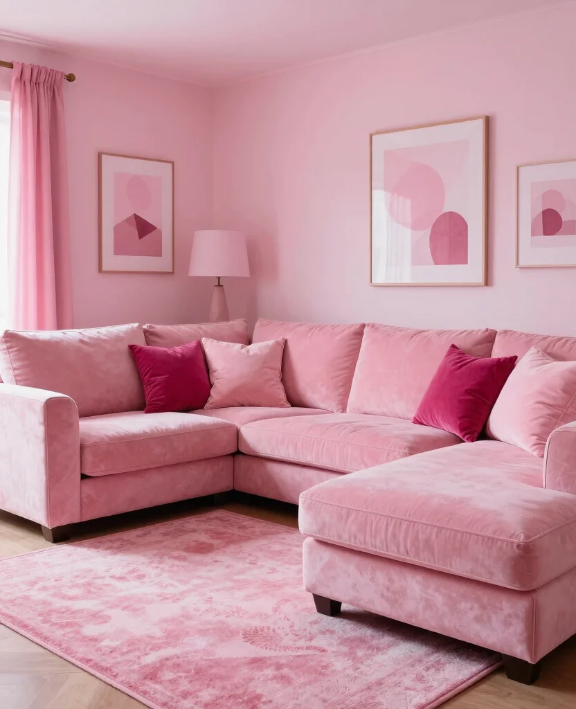 19 Pink Living Room Ideas That’ll Make You Want to Redecorate Immediately! - 16. Monochromatic Pink Bliss 1