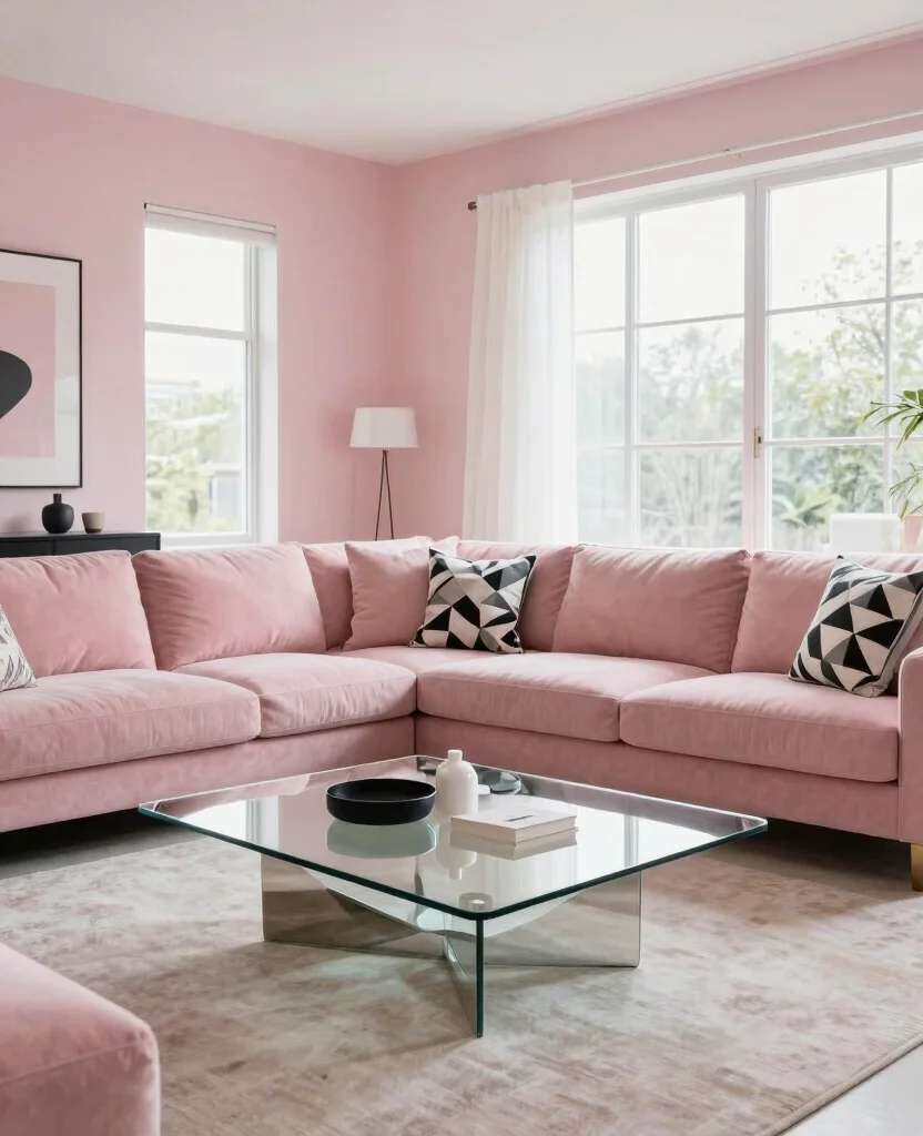 19 Pink Living Room Ideas That’ll Make You Want to Redecorate Immediately! - 18. Contemporary Pink Style 1