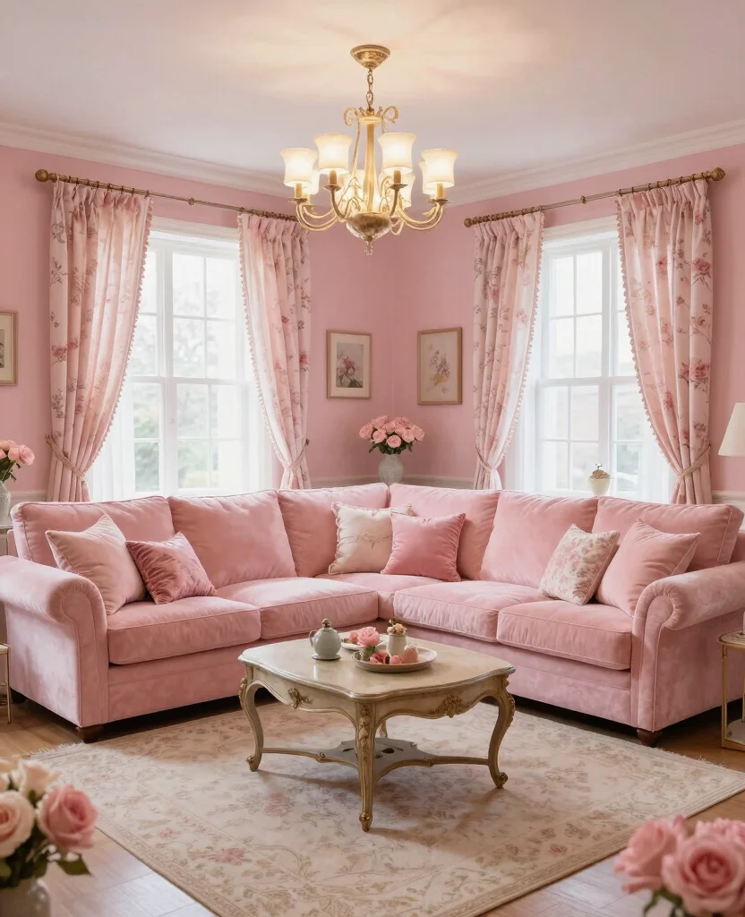 19 Pink Living Room Ideas That’ll Make You Want to Redecorate Immediately! - 3. Soft Rose Tones 1