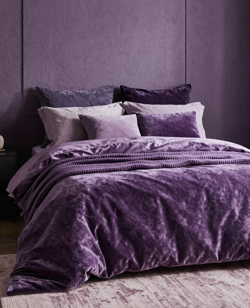 19 Purple Bedroom Ideas That'll Make You Dream in Color (You Won't Believe #7!) - 13. Textured Layers 1