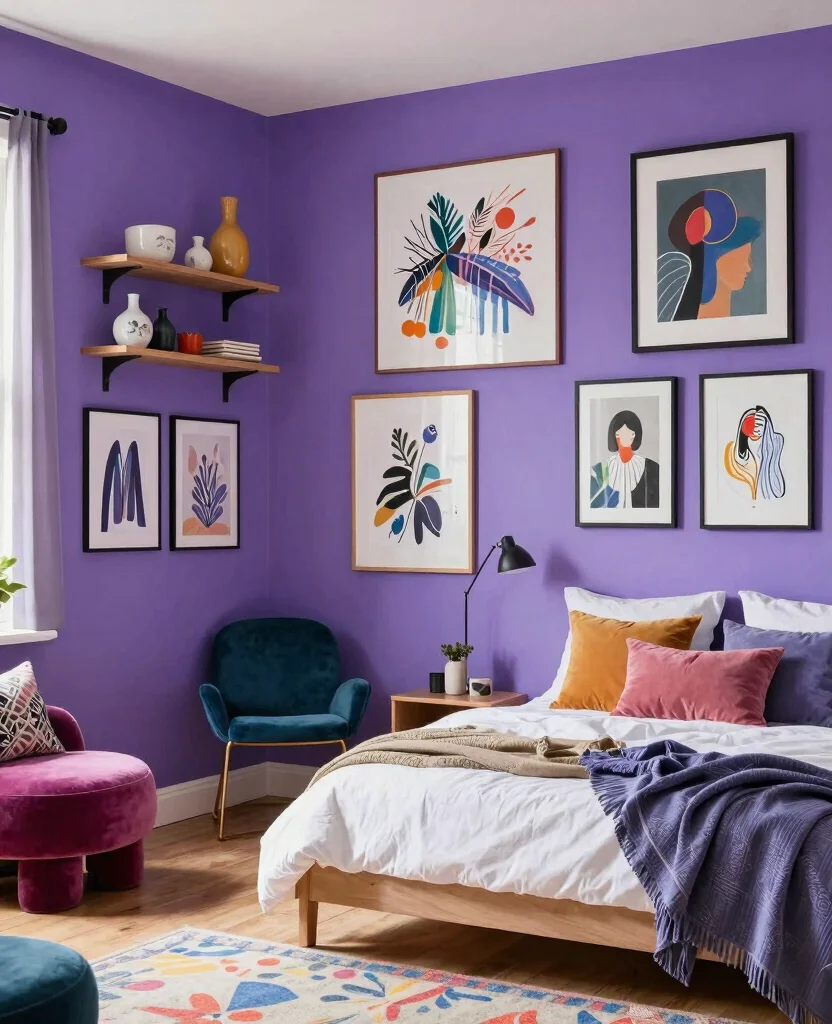 19 Purple Bedroom Ideas That'll Make You Dream in Color (You Won't Believe #7!) - 14. Artistic Expression 1