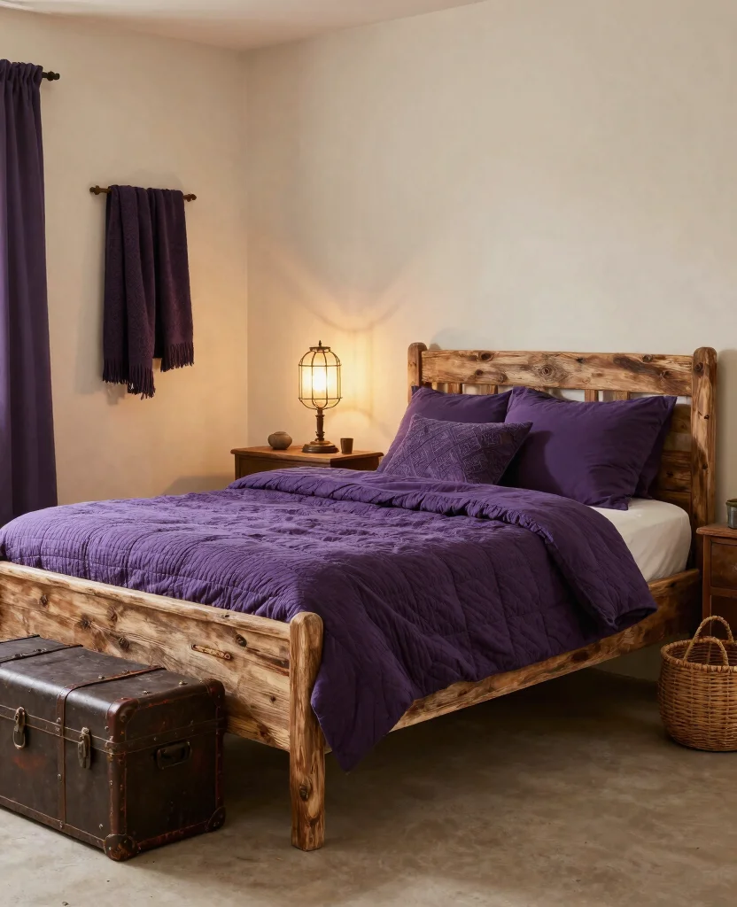 19 Purple Bedroom Ideas That'll Make You Dream in Color (You Won't Believe #7!) - 16. Rustic Charm 1