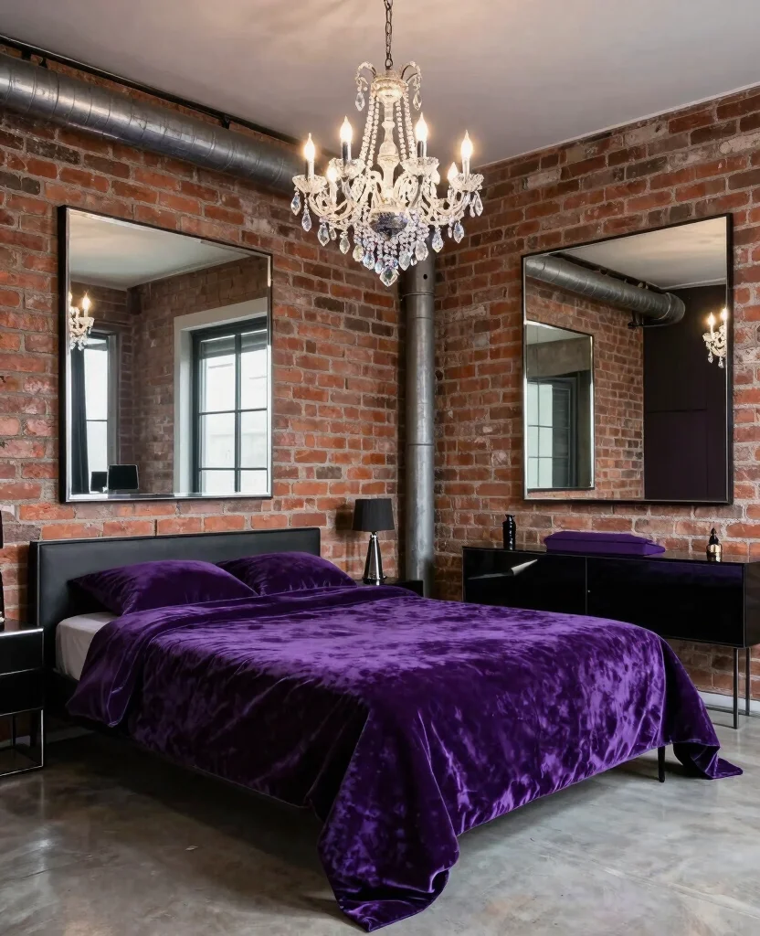 19 Purple Bedroom Ideas That'll Make You Dream in Color (You Won't Believe #7!) - 19. Industrial Glam 1