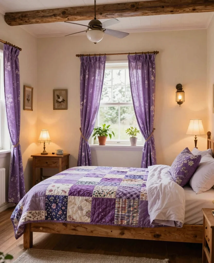 19 Purple Bedroom Ideas That'll Make You Dream in Color (You Won't Believe #7!) - 9. Cozy Cottage Style 1