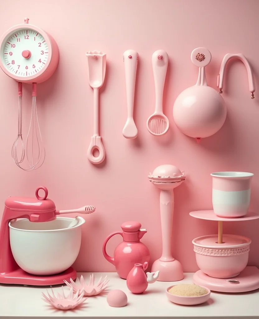 19 Retro Pink Kitchen Ideas That'll Make You Swoon Over Nostalgia! - 19. Playful Kitchen Gadgets