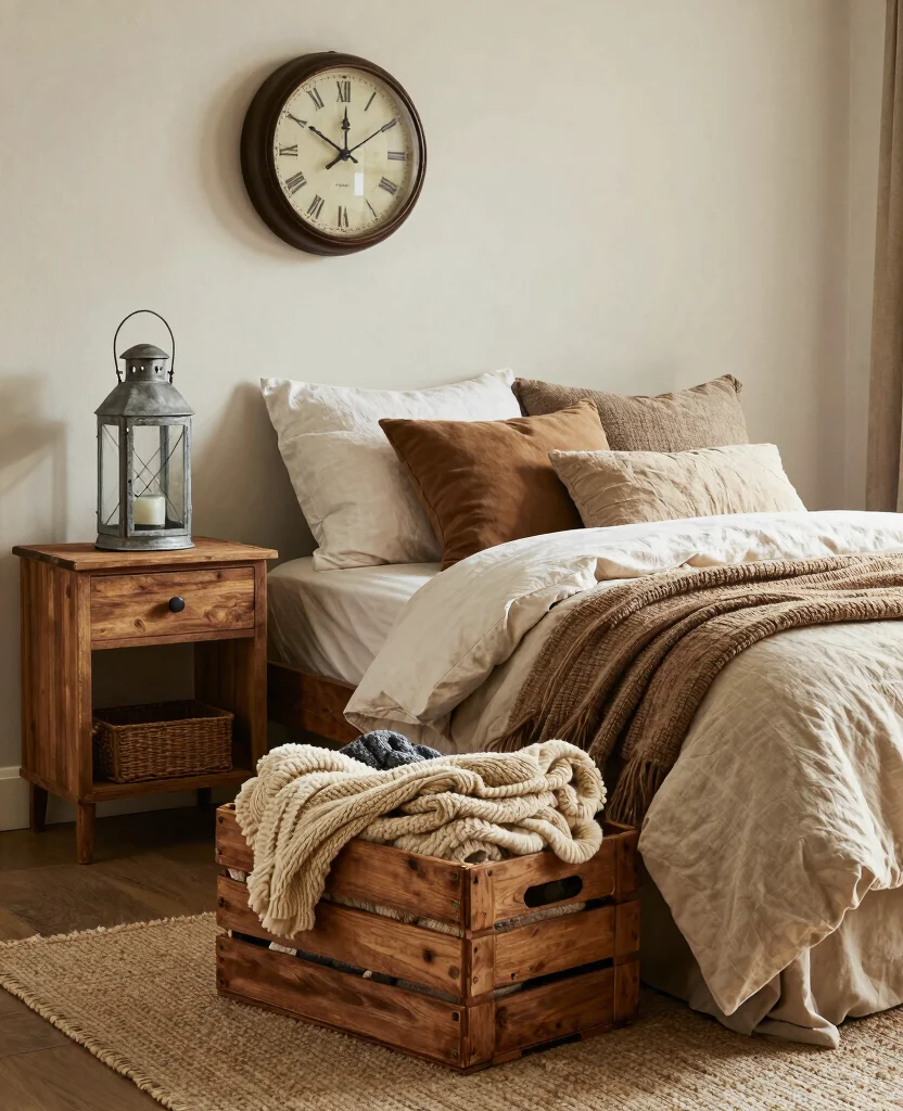 19 Rustic Bedroom Ideas That'll Make You Feel Like You're in a Cozy Cabin! - 11. Farmhouse Style Accessories 1