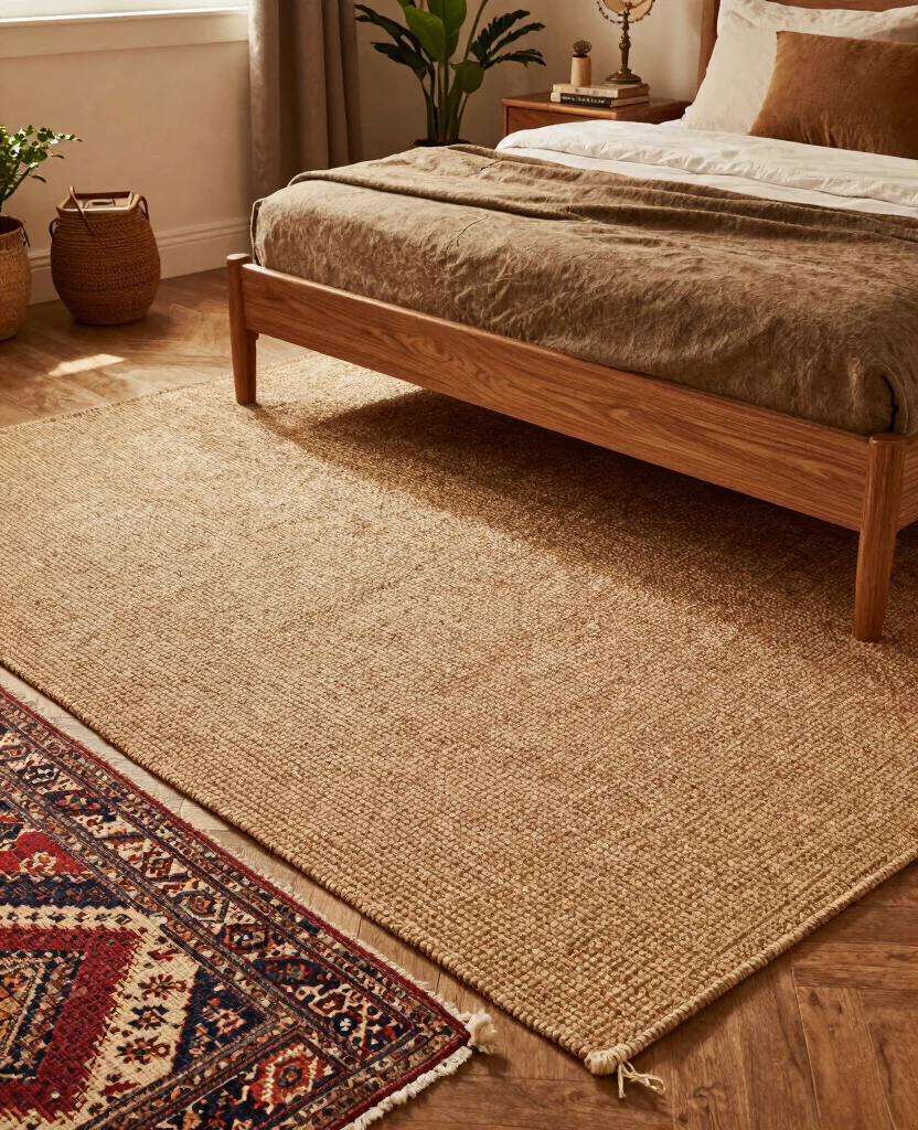 19 Rustic Bedroom Ideas That'll Make You Feel Like You're in a Cozy Cabin! - 7. Textured Rugs 1