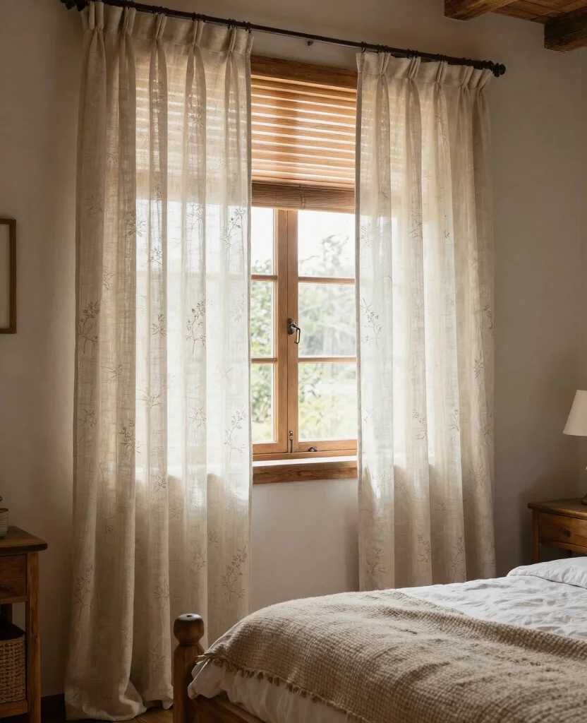 19 Rustic Bedroom Ideas That'll Make You Feel Like You're in a Cozy Cabin! - 8. Nature-Inspired Window Treatments 1