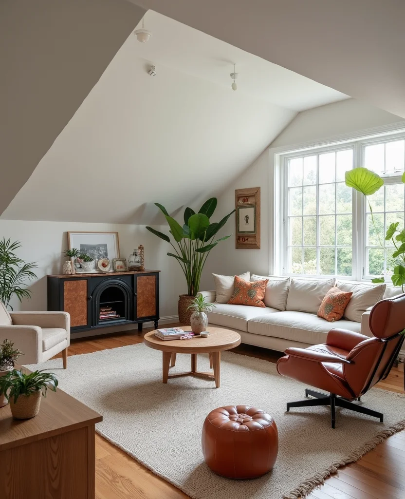 19 Sloped Ceiling Living Room Ideas That'll Make You Say 'Wow!' - 16. Mix and Match Styles