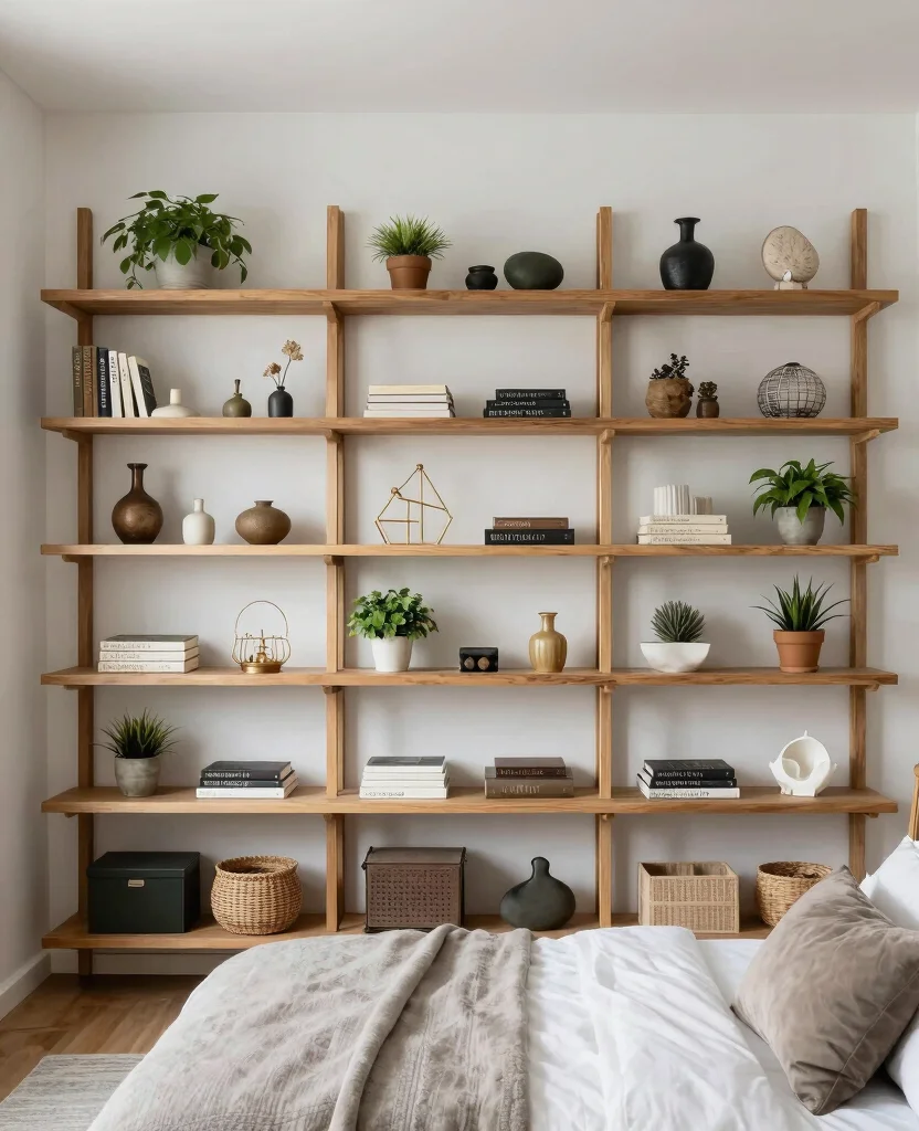 19 Stunning Afrohemian Bedroom Ideas That Will Inspire Your Next Makeover! - 15. Open Shelving