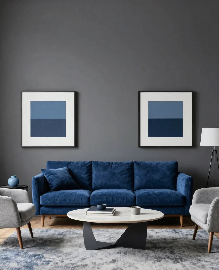 19 Stunning Blue and Gray Living Room Ideas That'll Inspire Your Next Makeover! - 19. Dynamic Duality 1