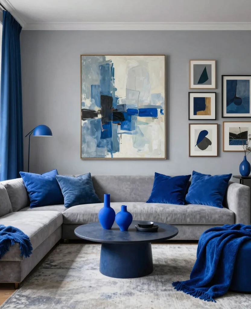 19 Stunning Blue and Gray Living Room Ideas That'll Inspire Your Next Makeover! - 5. Artistic Flair 1