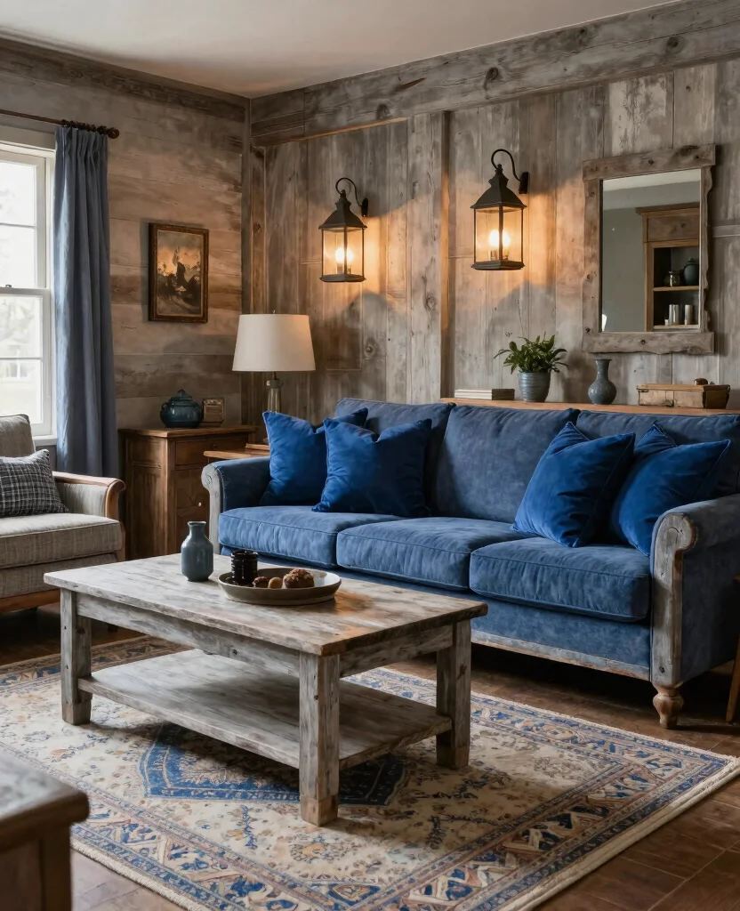 19 Stunning Blue and Gray Living Room Ideas That'll Inspire Your Next Makeover! - 6. Rustic Charm 1