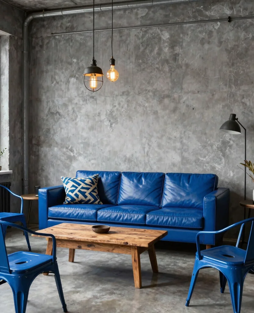 19 Stunning Blue and Gray Living Room Ideas That'll Inspire Your Next Makeover! - 8. Industrial Edge 1