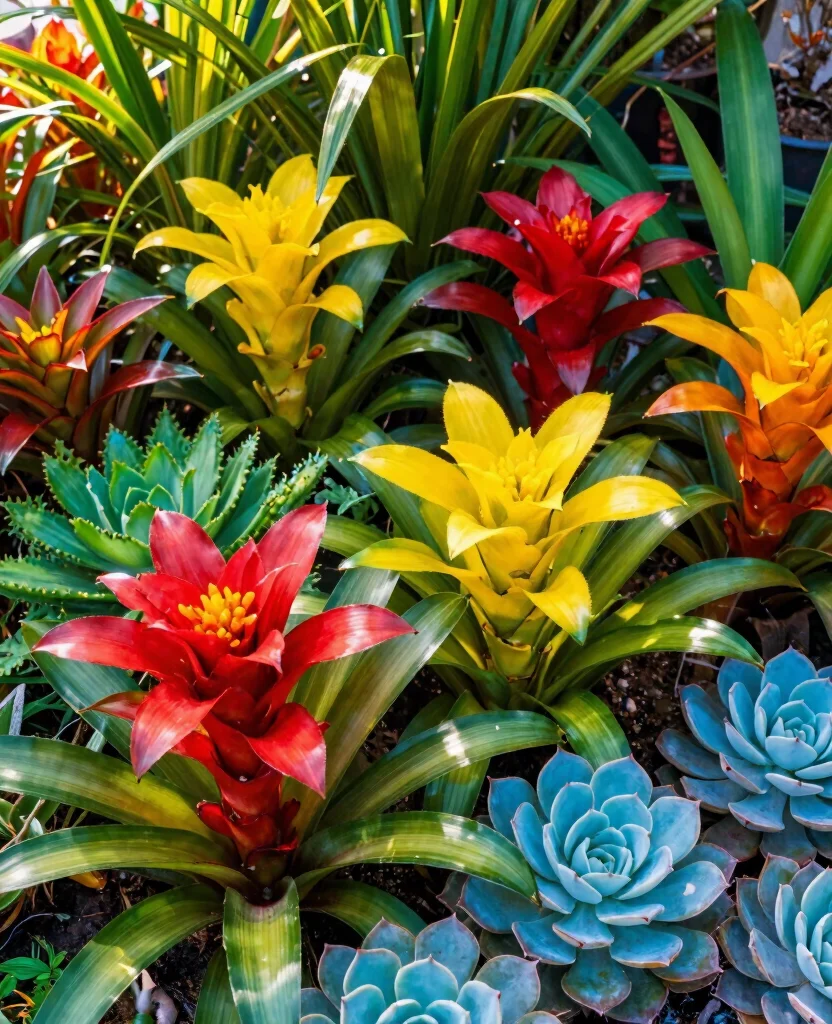 19 Stunning Bromeliad Landscaping Ideas That Will Transform Your Garden into a Tropical Paradise! 125 19 Stunning Bromeliad Landscaping Ideas That Will Transform Your Garden into a Tropical Paradise! - 12. Bromeliads with Succulents