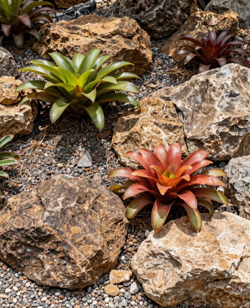 19 Stunning Bromeliad Landscaping Ideas That Will Transform Your Garden into a Tropical Paradise! 136 19 Stunning Bromeliad Landscaping Ideas That Will Transform Your Garden into a Tropical Paradise! - 13. Bromeliad Planting in Rock Gardens