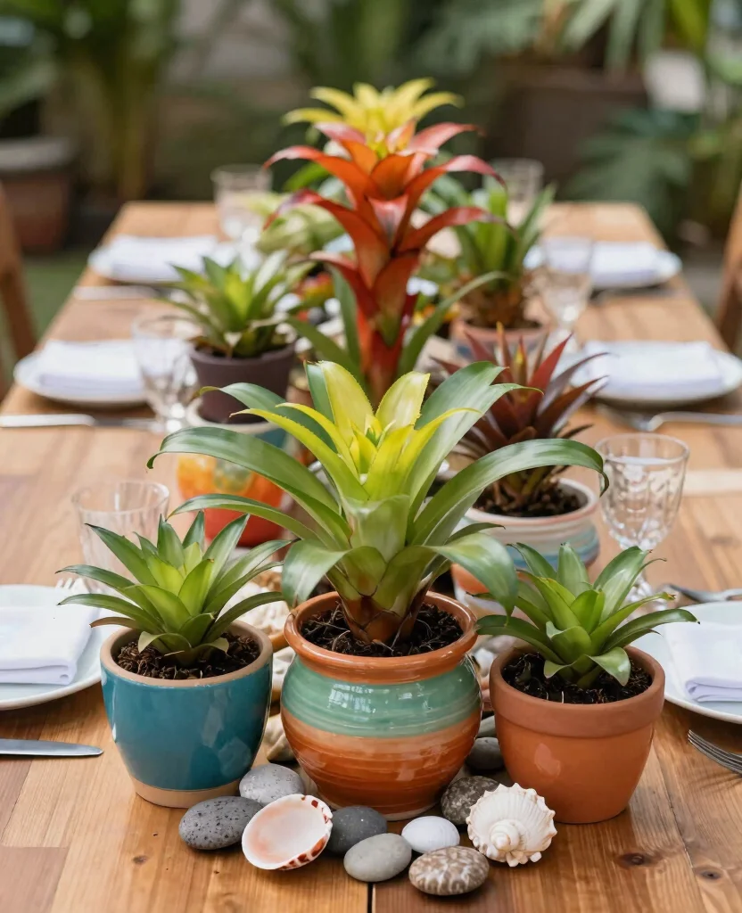 19 Stunning Bromeliad Landscaping Ideas That Will Transform Your Garden into a Tropical Paradise! 160 19 Stunning Bromeliad Landscaping Ideas That Will Transform Your Garden into a Tropical Paradise! - 15. Bromeliad Tablescapes